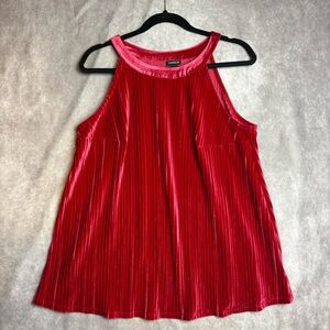 Torrid Red Velvet Pleated Goddess Neck Satin Tank Top Size 00 women’s 10/12